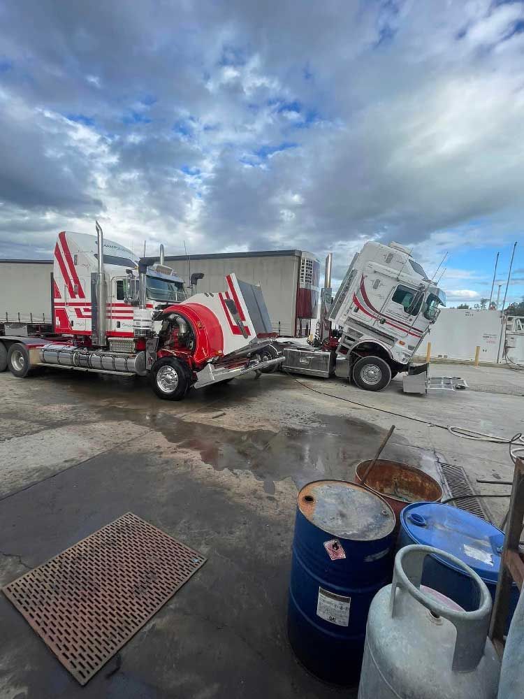 Trucks Lined Up for Maintenance — Superior Diesel Maintenance in Westdale, NSW