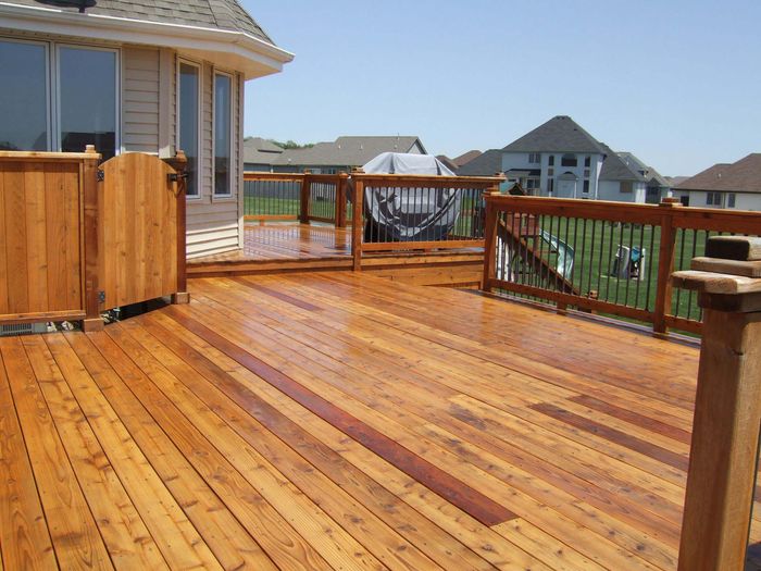 Newly installed wooden deck