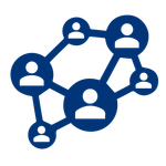 An icon with outline of 3 people