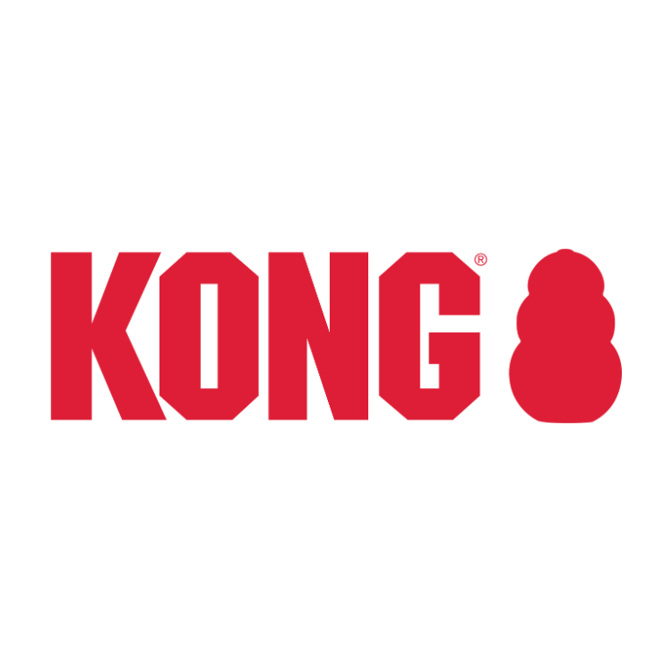 KONG logo in red featuring the brand’s signature toy shape, representing durable and interactive dog toys for all breeds in Aurora, Bradford, Keswick, King City, Newmarket, and Toronto.