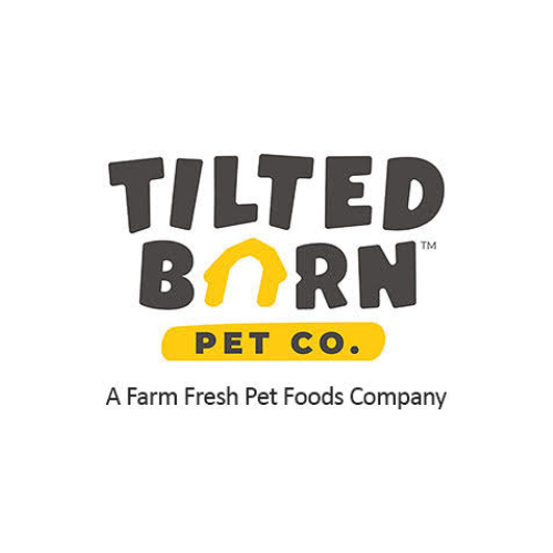 Tilted Barn Pet Co. logo with text “A Farm Fresh Pet Foods Company,” representing natural Canadian-made dog treats available in Aurora, Bradford, Keswick, King City, Newmarket, and Toronto.