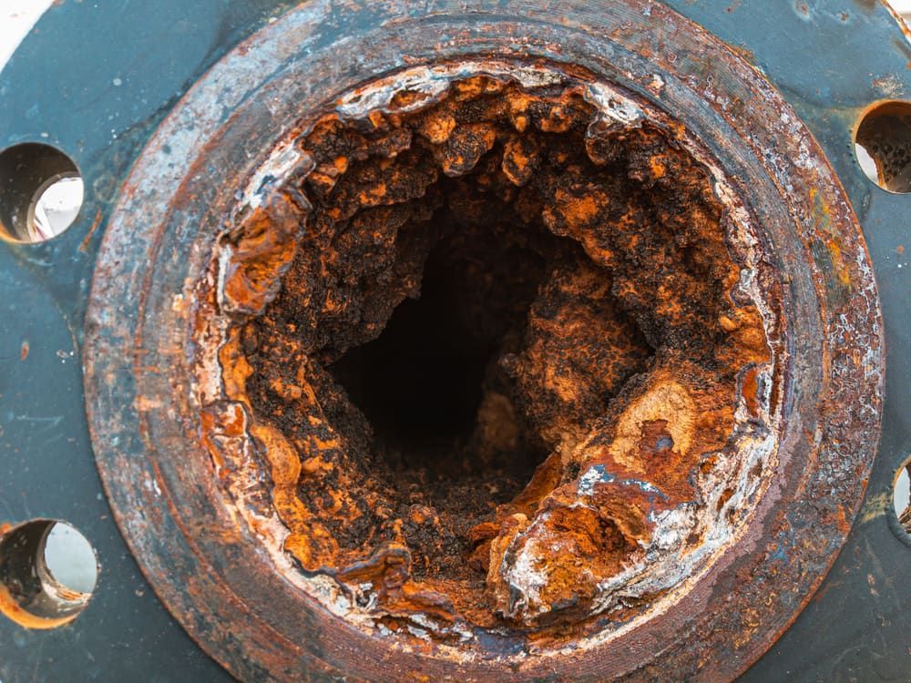 A Close Up Of A Rusty Pipe With A Hole In The Middle — Nudges Plumbing In Dubbo, NSW
