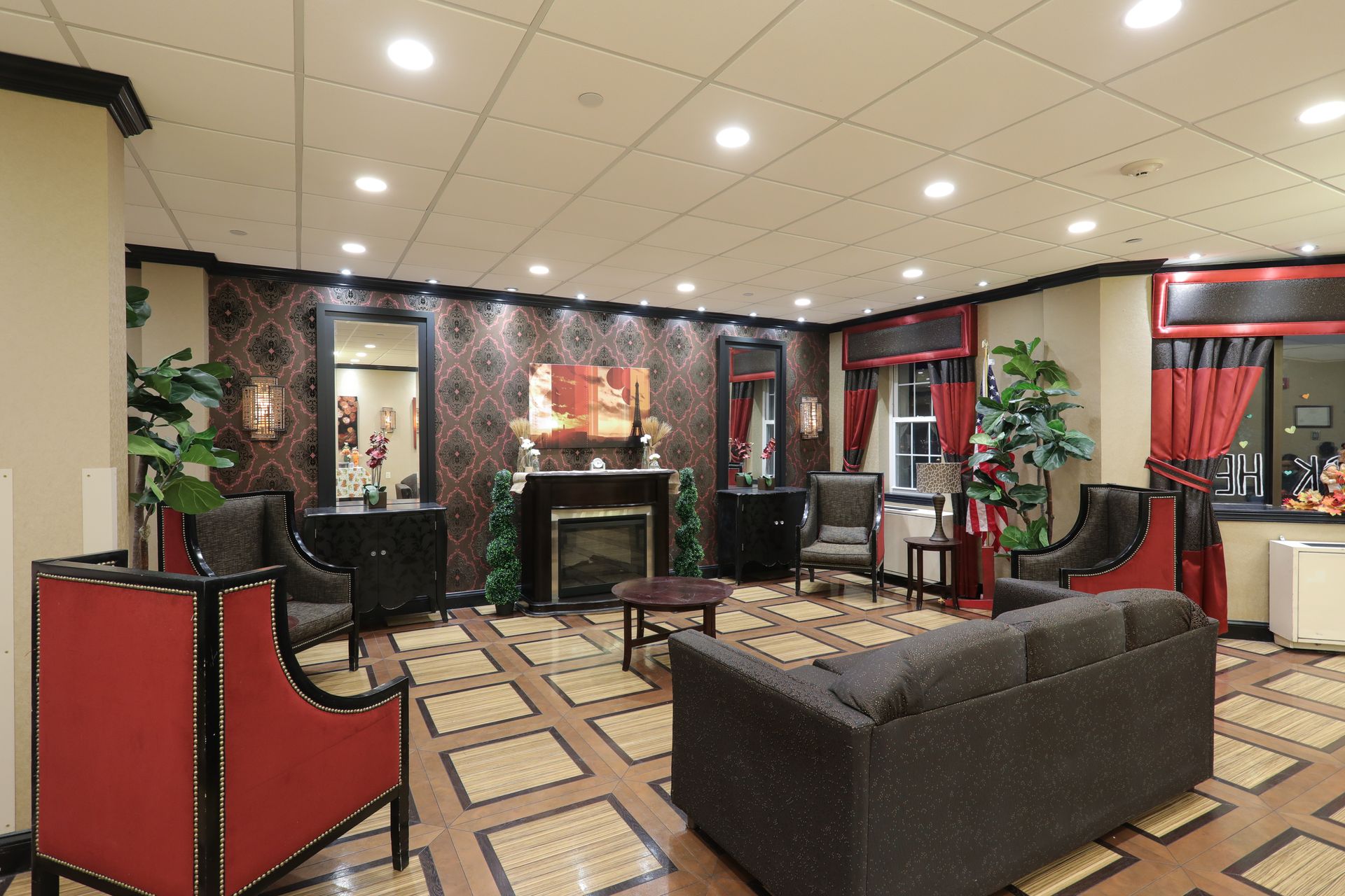 Comfortable lobby area at AristaCare at Whiting in Whiting NJ