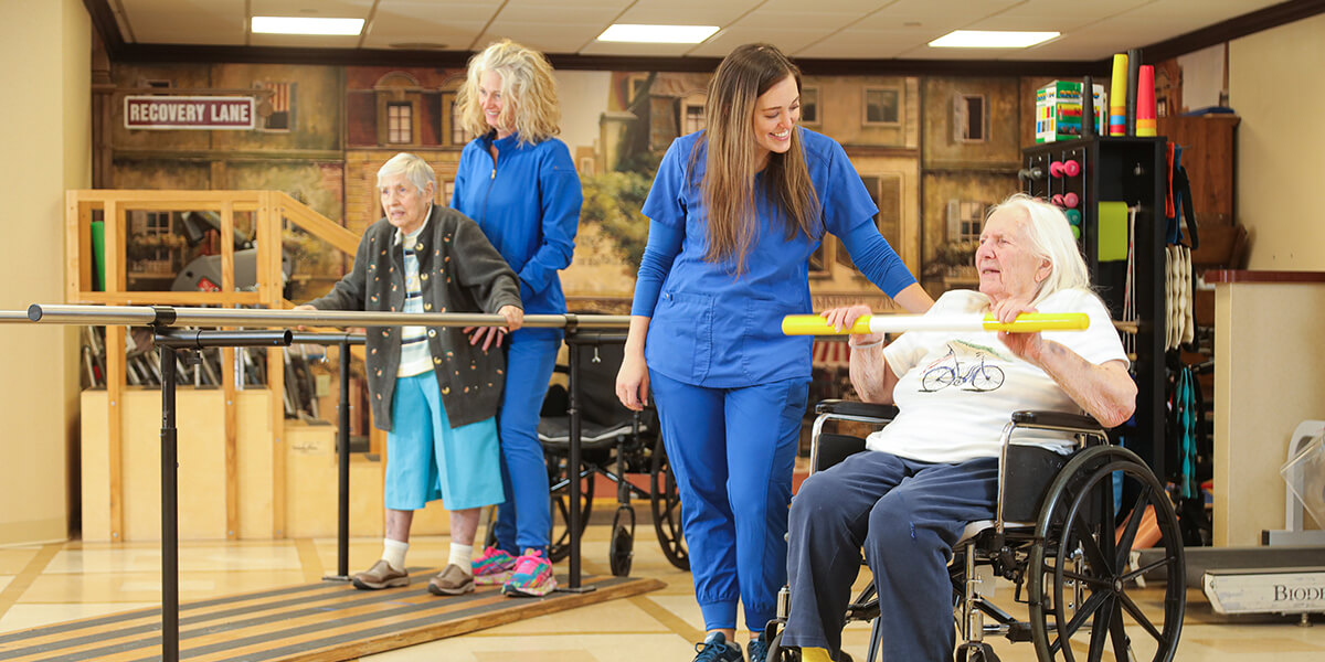 Rehabilitation therapy gym at AristaCare at Whiting in Whiting NJ