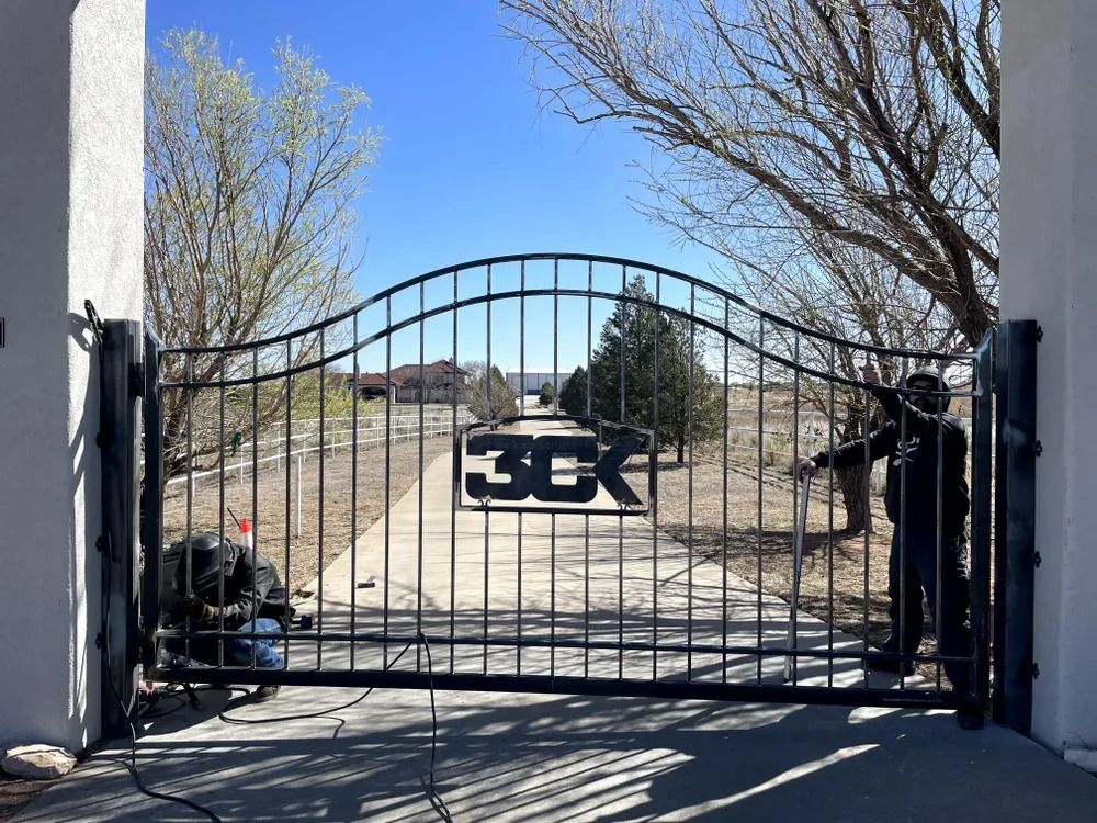 Black iron gate with 