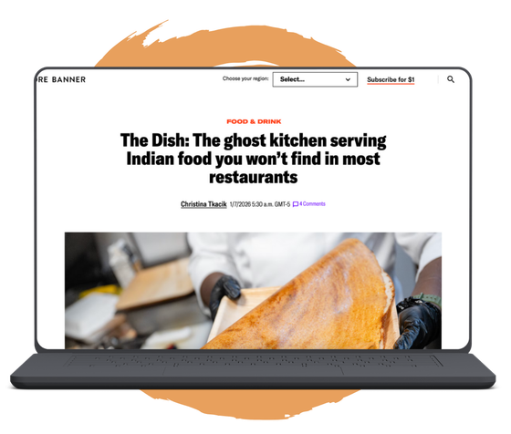 Laptop displaying a food article