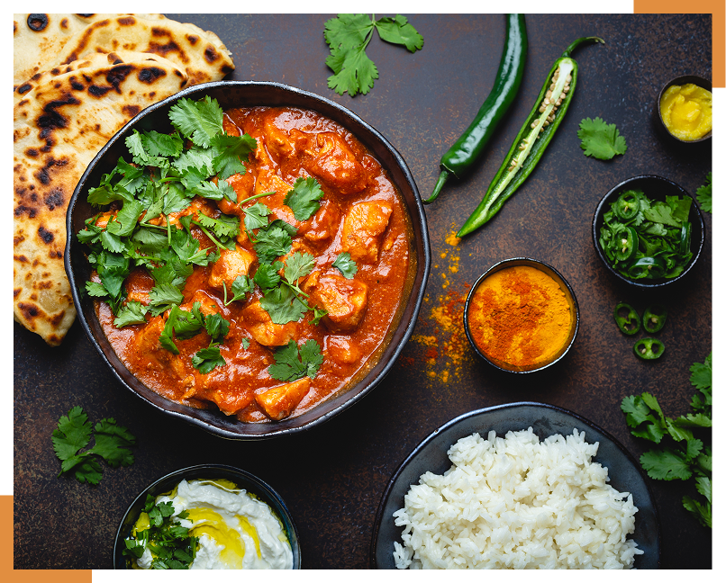Chicken curry with rice.