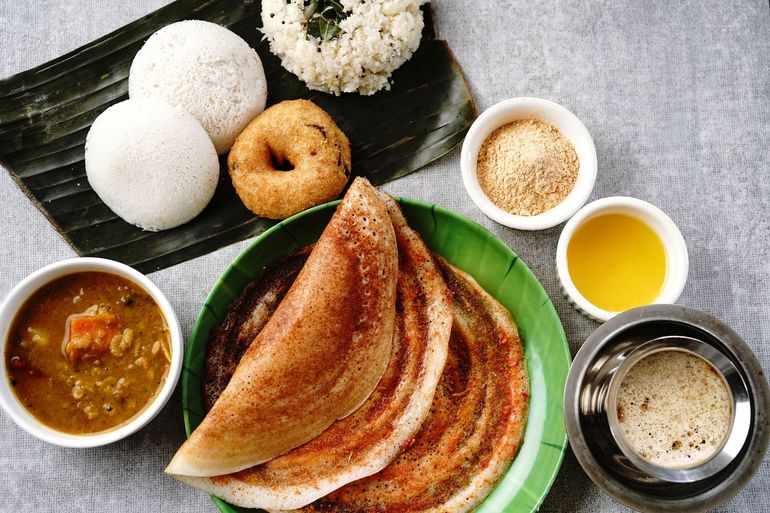 South Indian breakfast spread