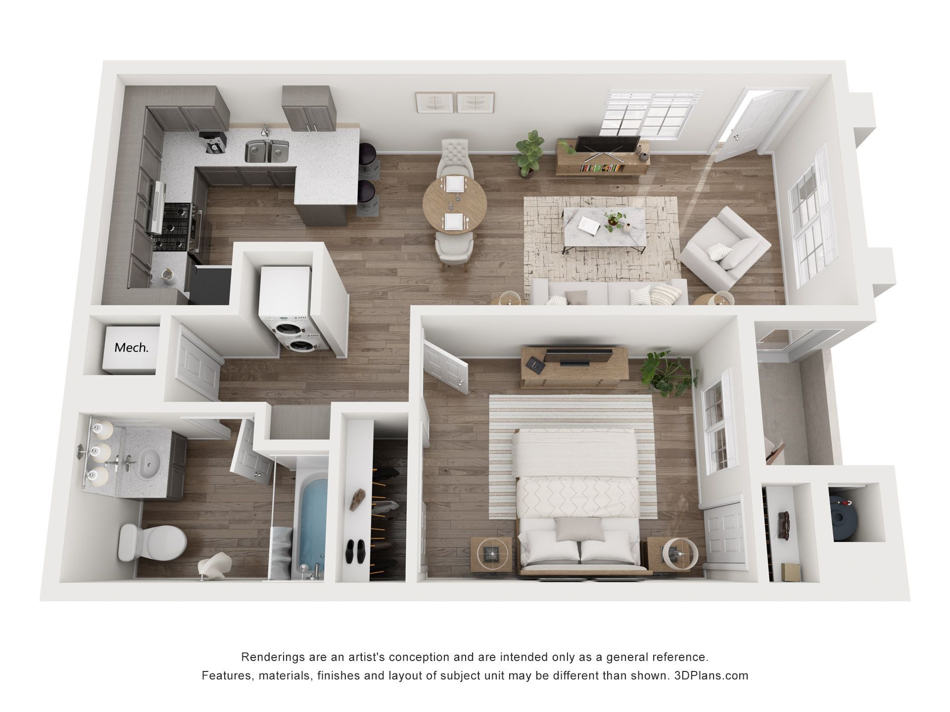 One Bedroom Floorplan Type 1