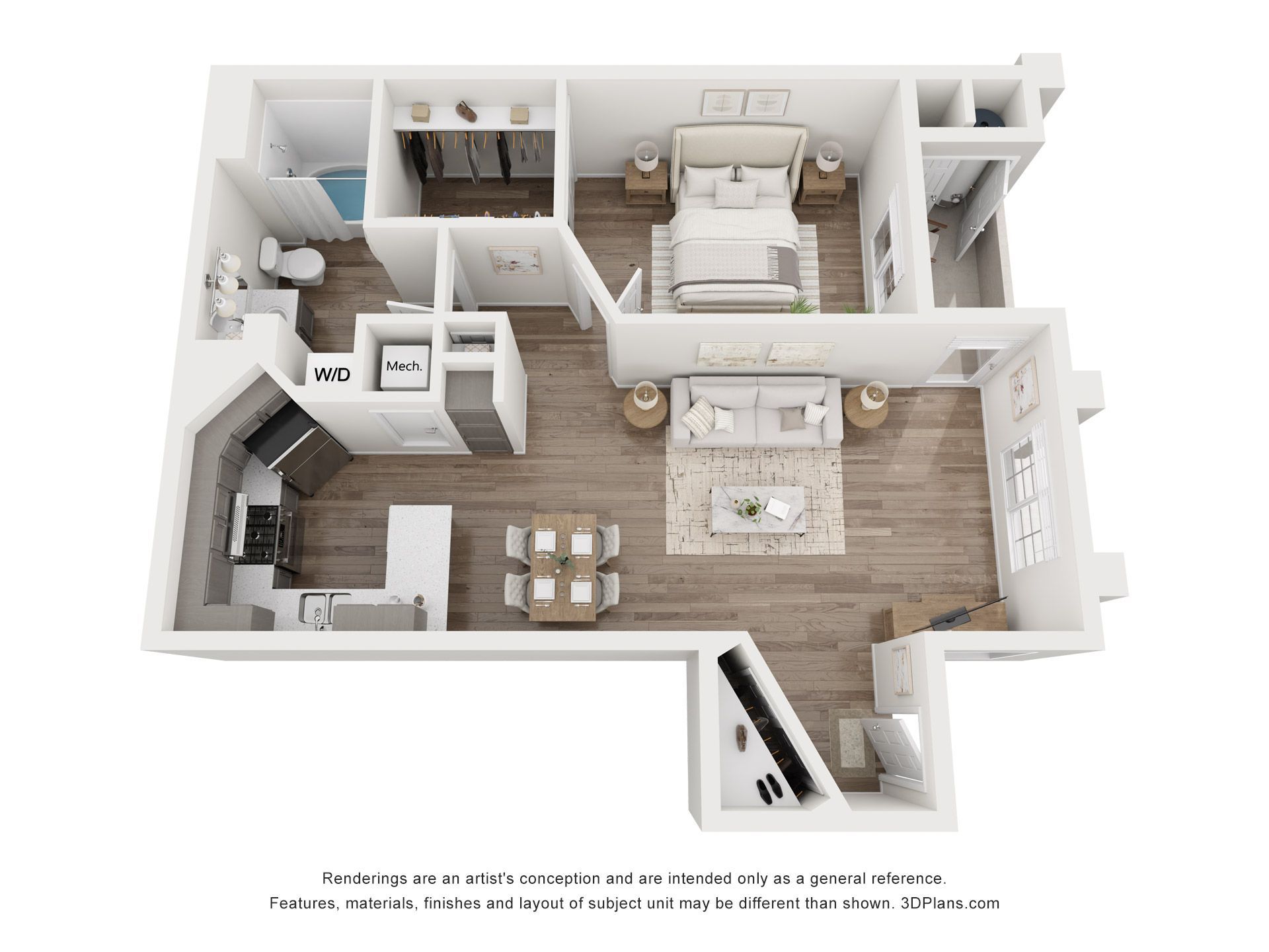 One Bedroom Floorplan Type 2