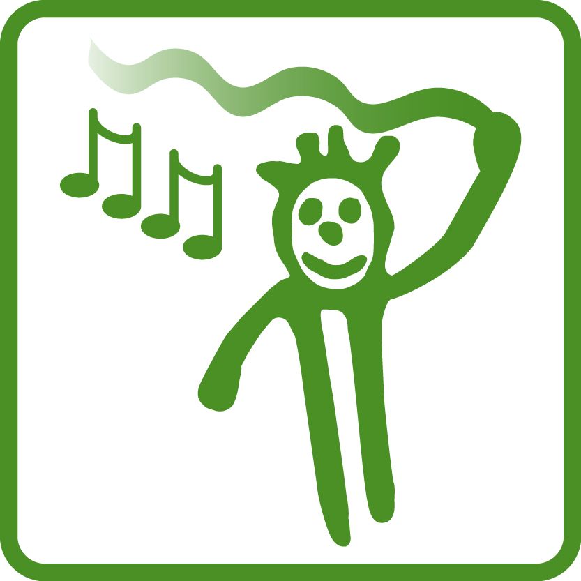 Ken KEEN with musical notes waiving flowing scarf