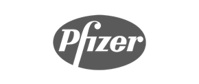 Pfizer logo in white text inside a gray oval
