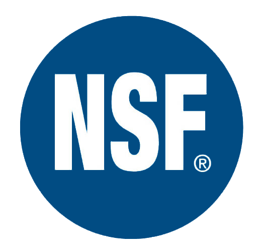 NSF logo in white letters inside a blue circle