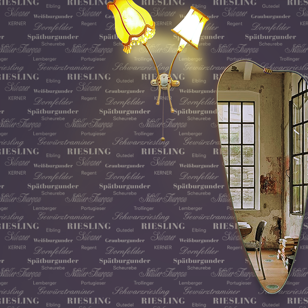 Eine Wand mit dem Wort Riesling darauf