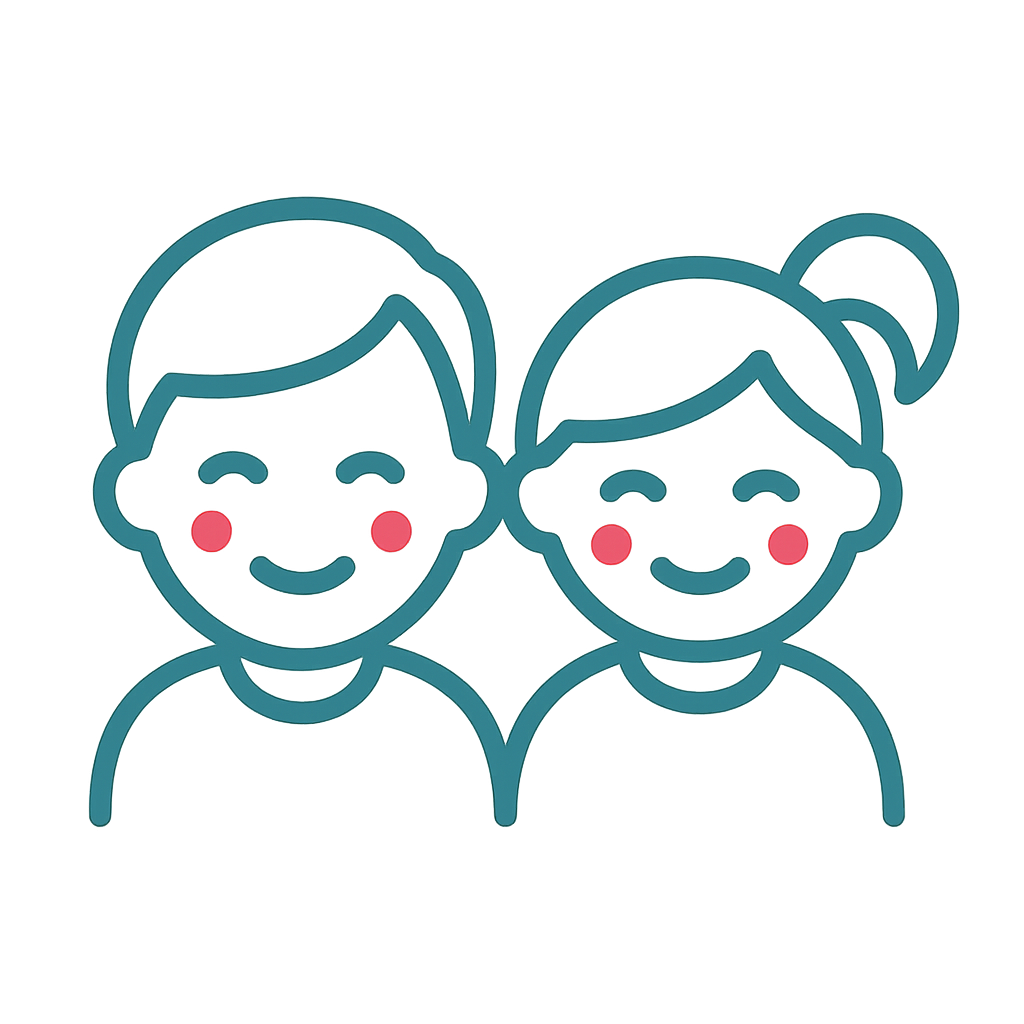 To smilende børn med rosenrøde kinder. Børne afdelingen hos Charlottenlund privathospital