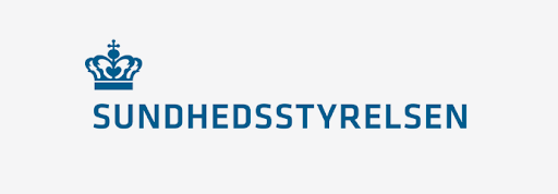 Logo of the Danish Health Authority (Sundhedsstyrelsen): a blue crown above the text 
