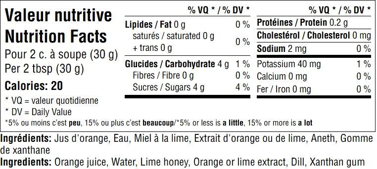 Valeur nutritives