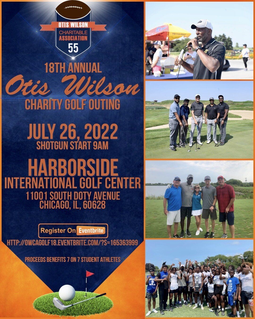 An advertisement for the 18th annual otis wilson charity golf outing