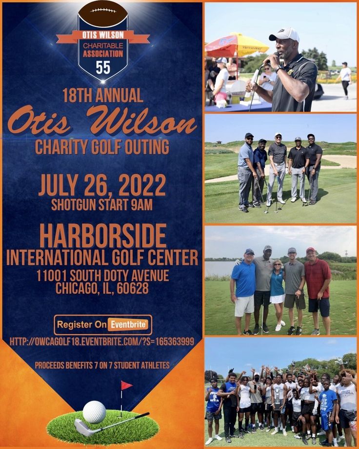 An advertisement for the 18th annual otis wilson charity golf outing