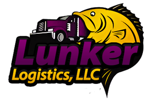 Lunker Logistics, LLC logo in purple and yellow.