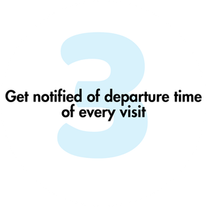 A sign that says get notified of departure time of every visit