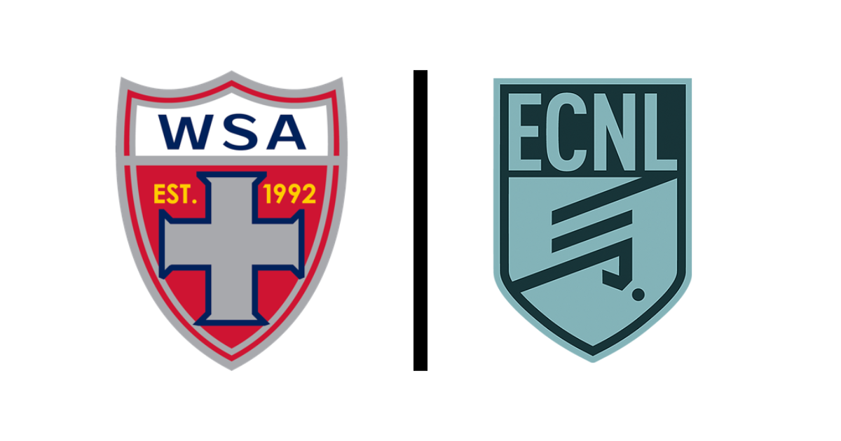 Logos: WSA (red shield, white cross), ECNL (teal shield, angled lines).