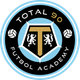 Total 90 Futbol Academy logo: black, gold, and light blue emblem with soccer ball icons and two white lion figures.