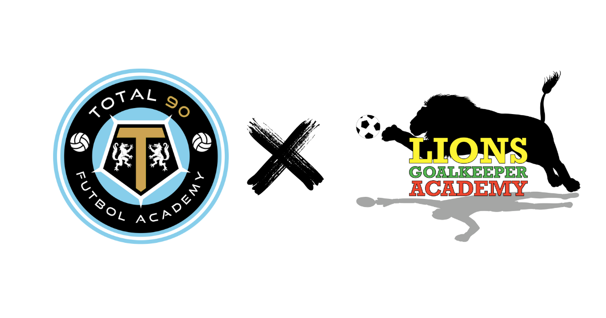 Logo of Total 80 Futbol Academy crossed with Lions Goalkeeper Academy logo, featuring a lion.