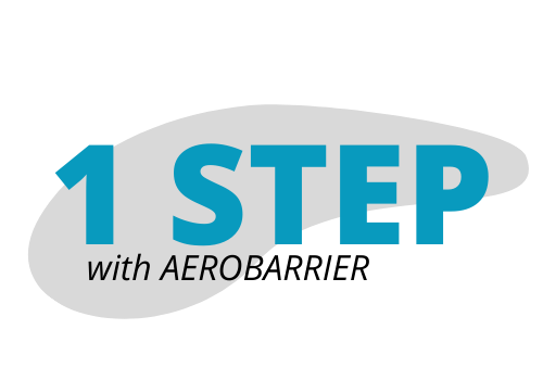 A logo for a company called 1 step with aerobarrier.