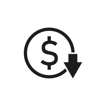 A dollar sign with an arrow pointing down in a circle.