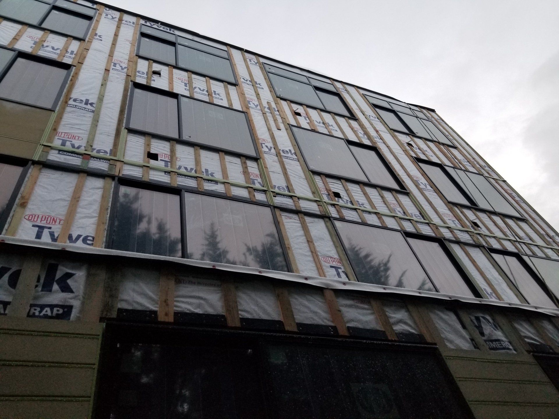 A building with a lot of windows is being built