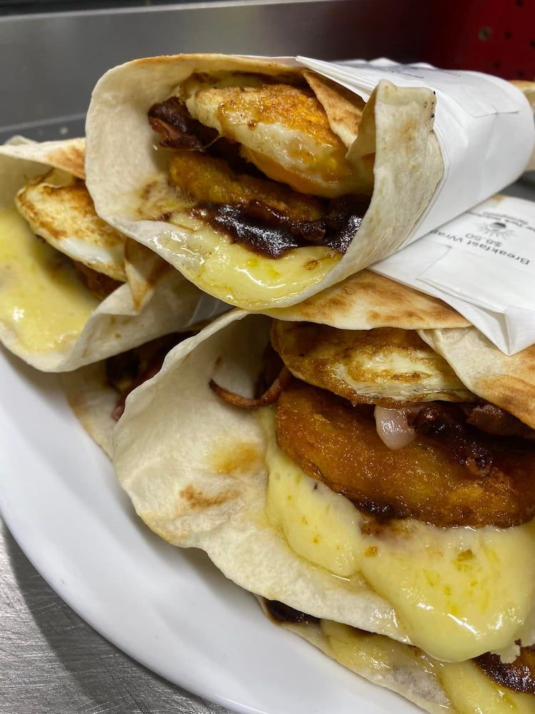 A Tortilla Sandwich On A Plate — Cedar Park Bakehouse in Taranganba, QLD