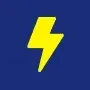 Yellow lightning bolt on a dark blue background.