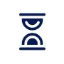 Hourglass symbol in dark blue.