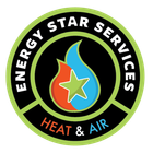 Energy Star Services logo: flame with a star, green and orange, black border, "Heat & Air".