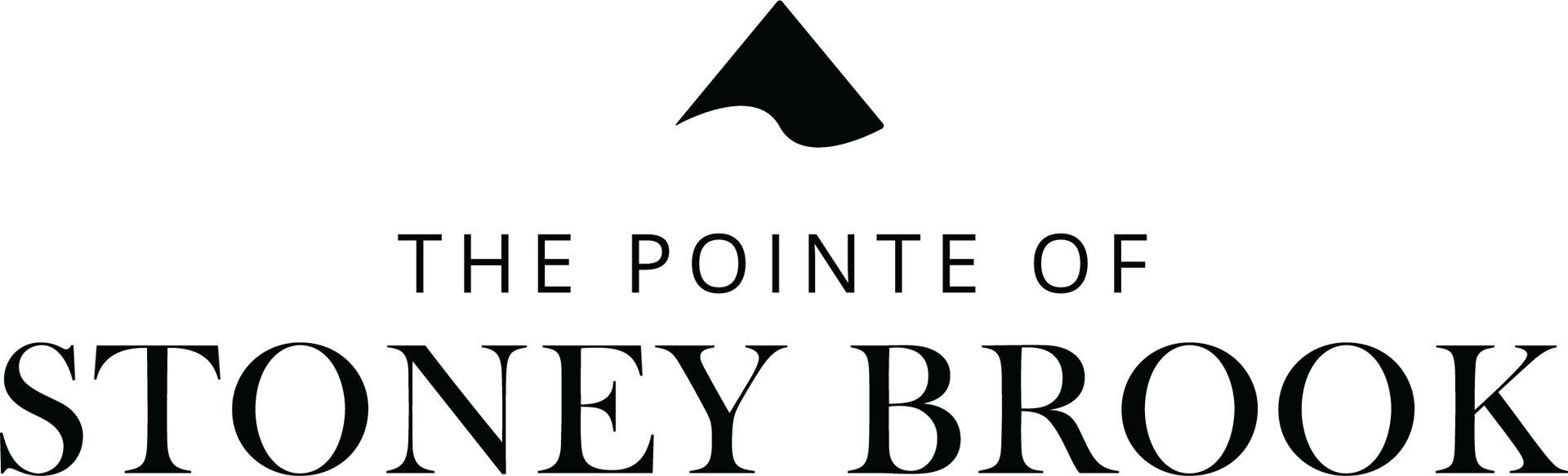 Logo for The Pointe of Stoney Brook: Black mountain icon above the text.