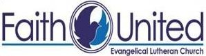 Faith United Evangelical Lutheran Church logo with blue globe in the letter O
