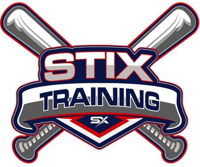 STIX Training baseball logo with crossed bats and red, white, and blue shield