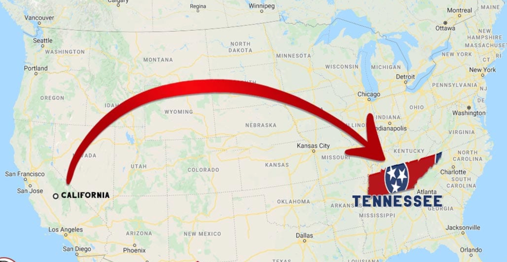 California to Nashville Tn area