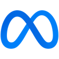 Blue Meta infinity-style logo on a white background