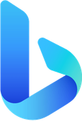 Blue gradient stylized lowercase “b” logo on a white background