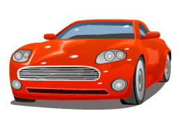 bright red car