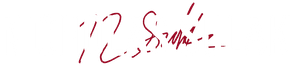 Red handwritten scribble with a few punctuation marks on a white background