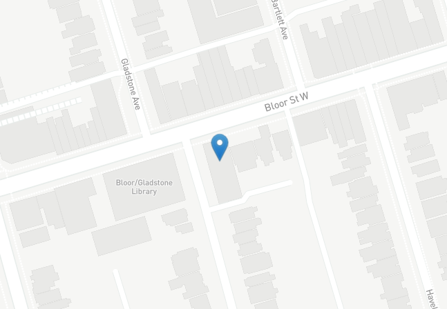 A map of Working Women's Gladstone location in Toronto.