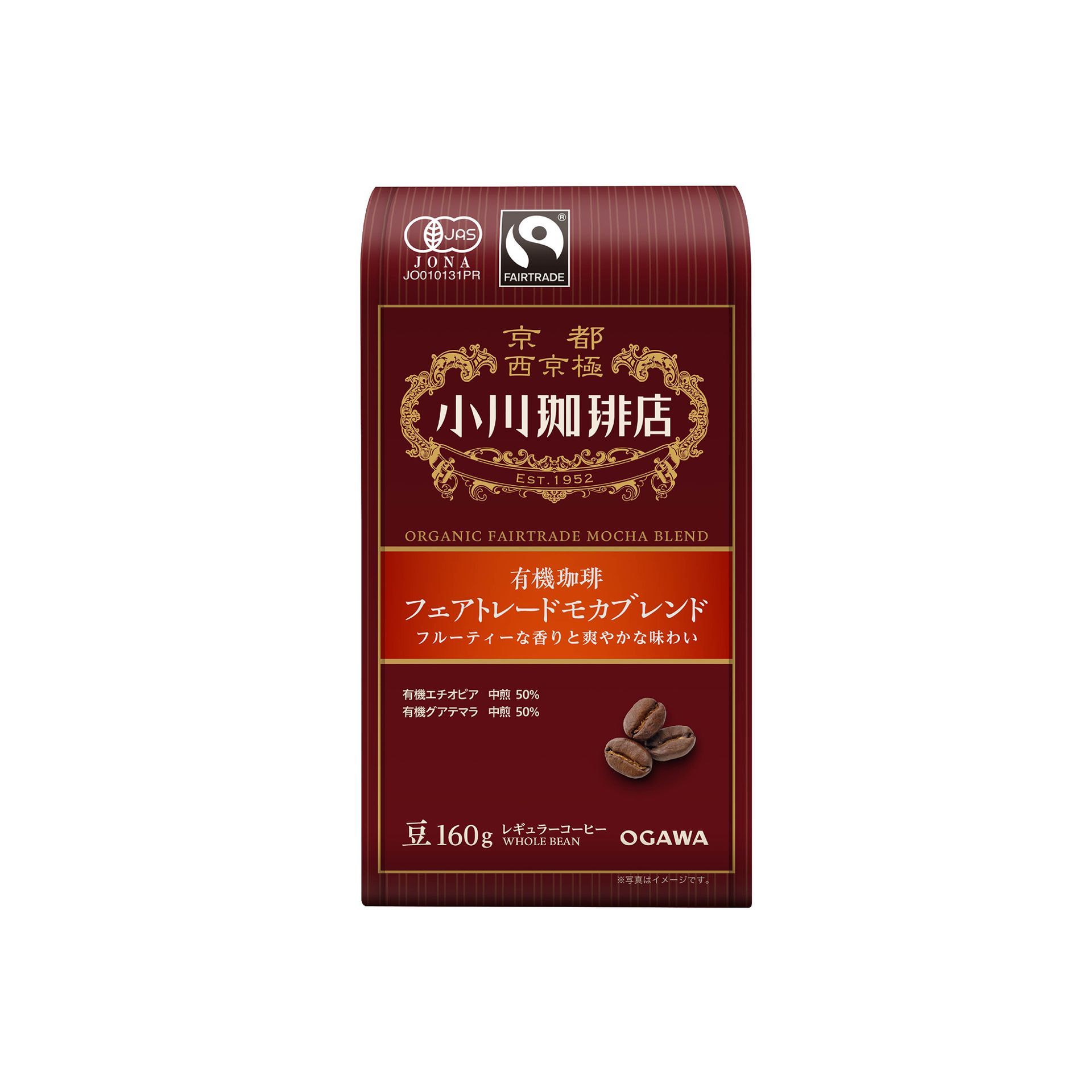 【京都小川】中焙摩卡有機咖啡豆 160g