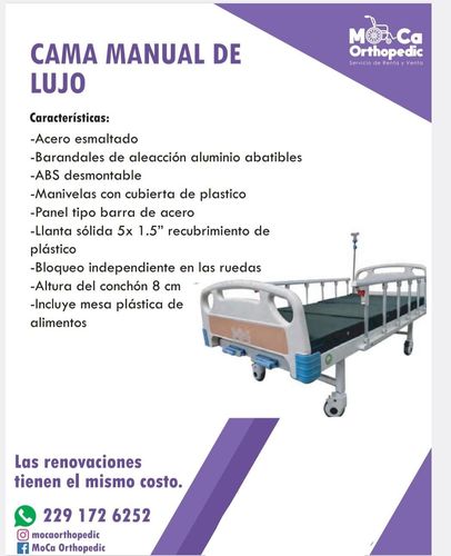 MOCA ORTHOPEDIC - CAMA MANUAL DE LUJO