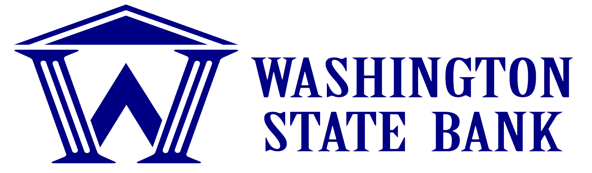 the logo for the washington state bank is blue and white