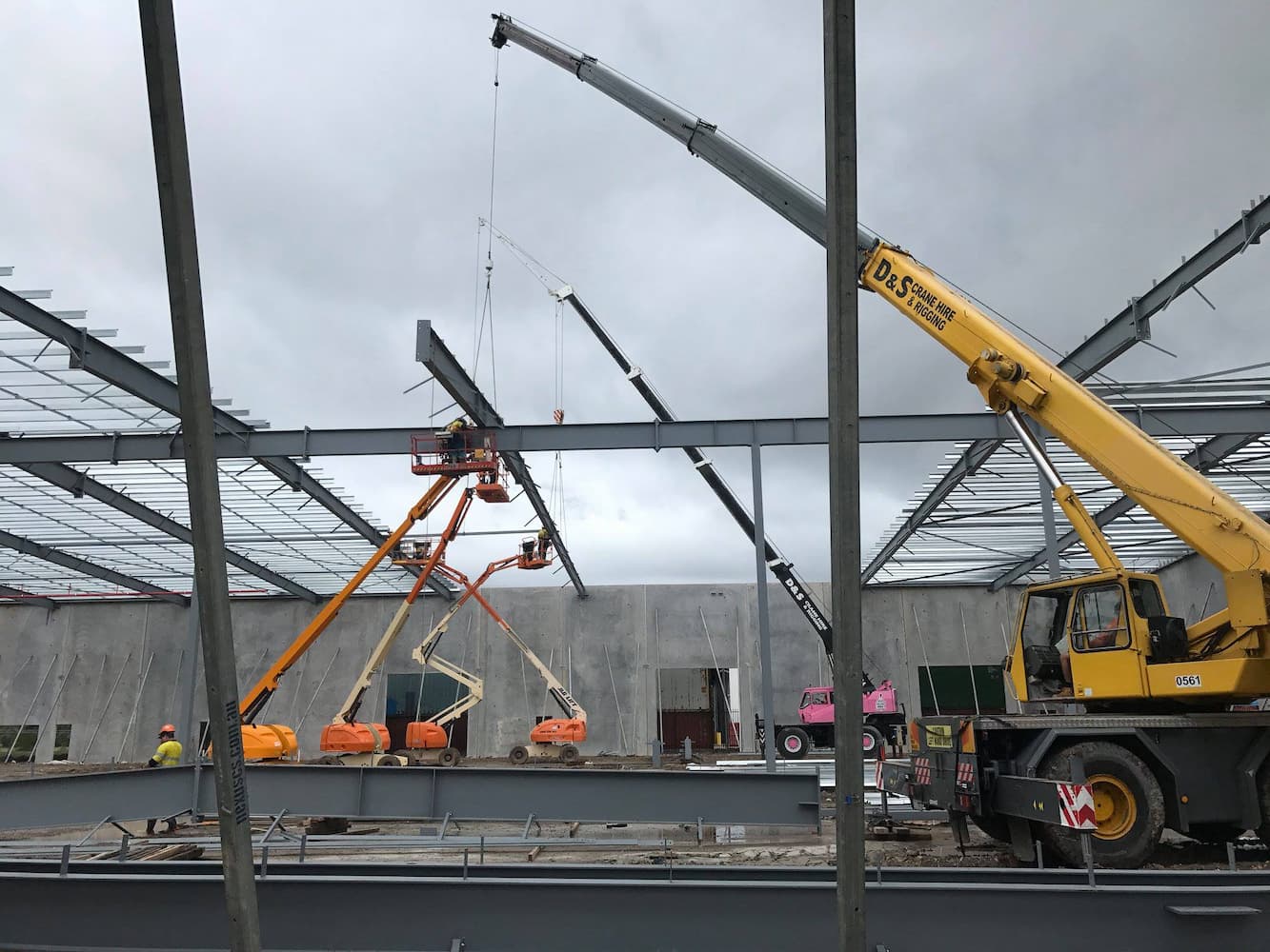 Several Small Portable Cranes Working on A Commercial Build —  D & S Crane Hire & Rigging In Kunda Park, QLD