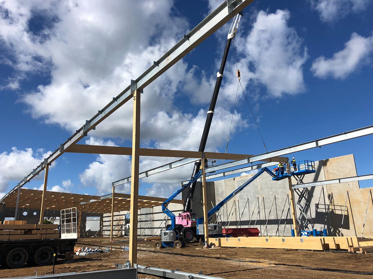 Scissor Lift Providing Stable Access For Overhead Construction Work