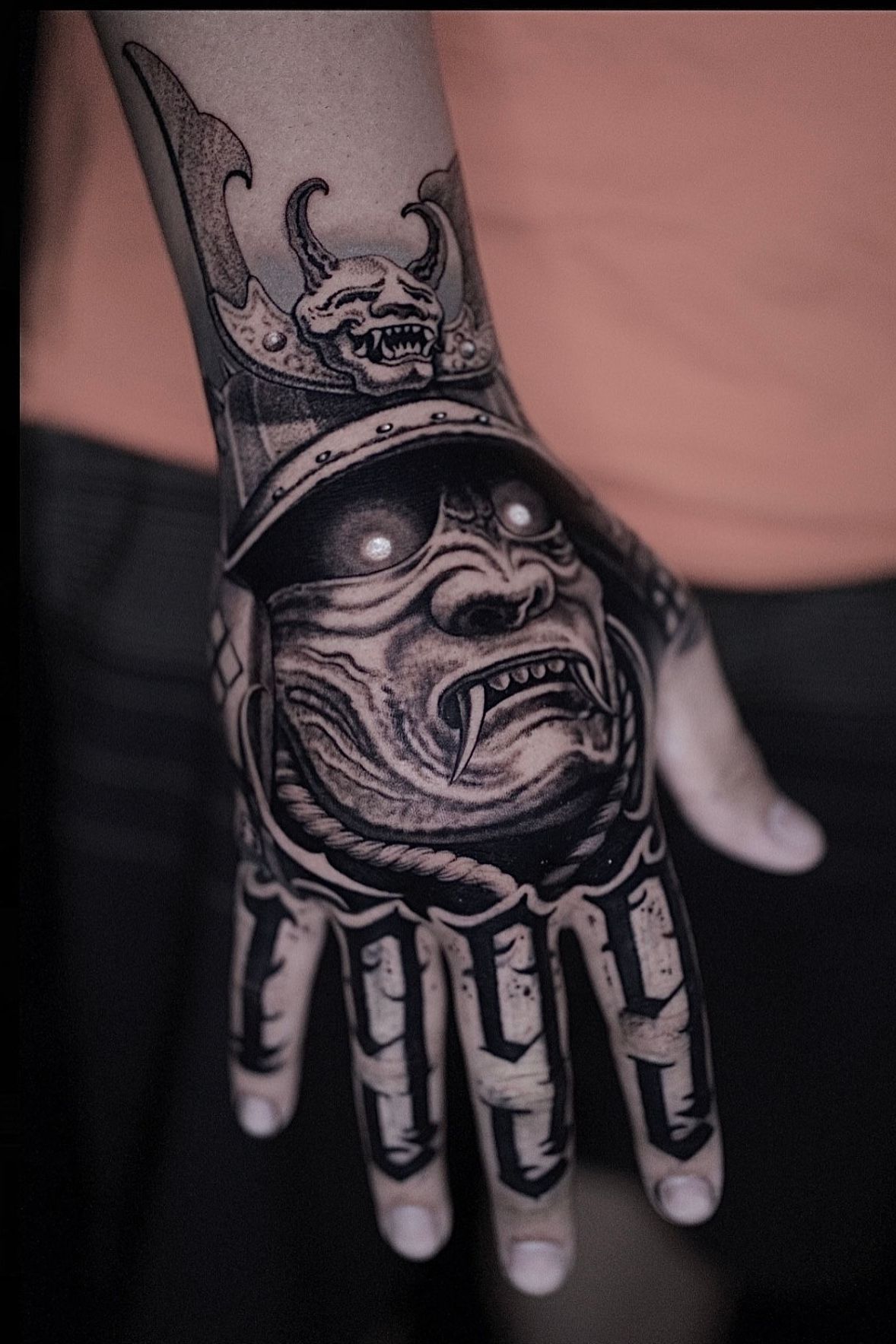 Black and grey realism demon samurai tattoo @ink.artisan | Black craft tattoos | Miami
